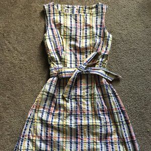 Anne Klein High neck plaid sun dress multicolored